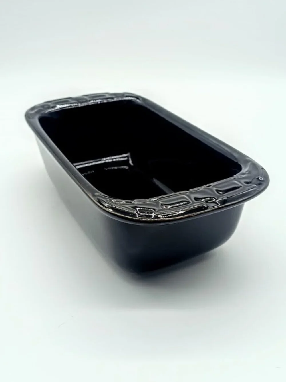 Longaberger Black Woven Traditions Ceramic Mini Loaf Pan